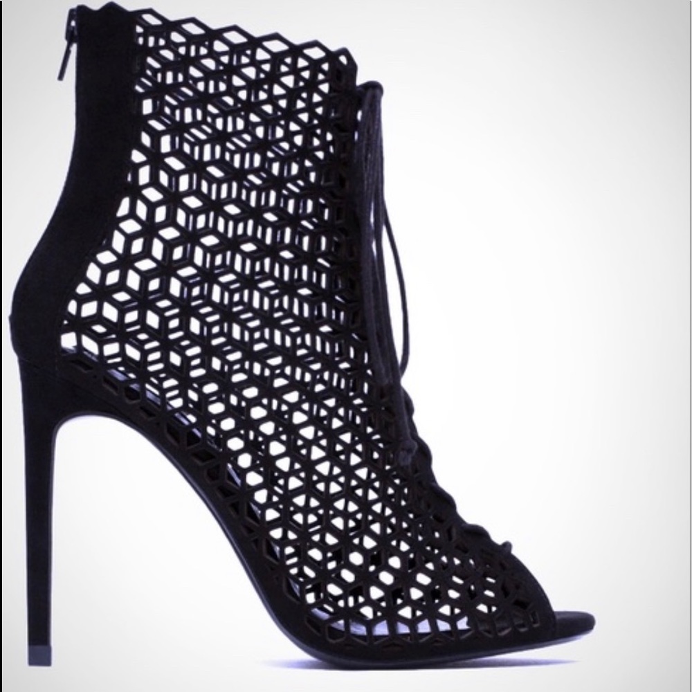 Zara Caged Cut Out Bootie - Black